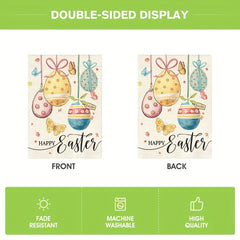 Happy Easter Garden Flag Double Sided Outside Easter Eggs Butterfly Pascha
