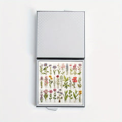 Plant Illustration Print Square Pill Box with 4 Compartments