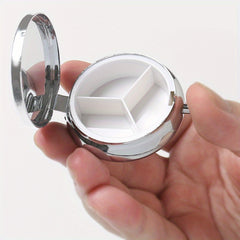 Vintage Patterned Round Pill Box with 3 Compartments