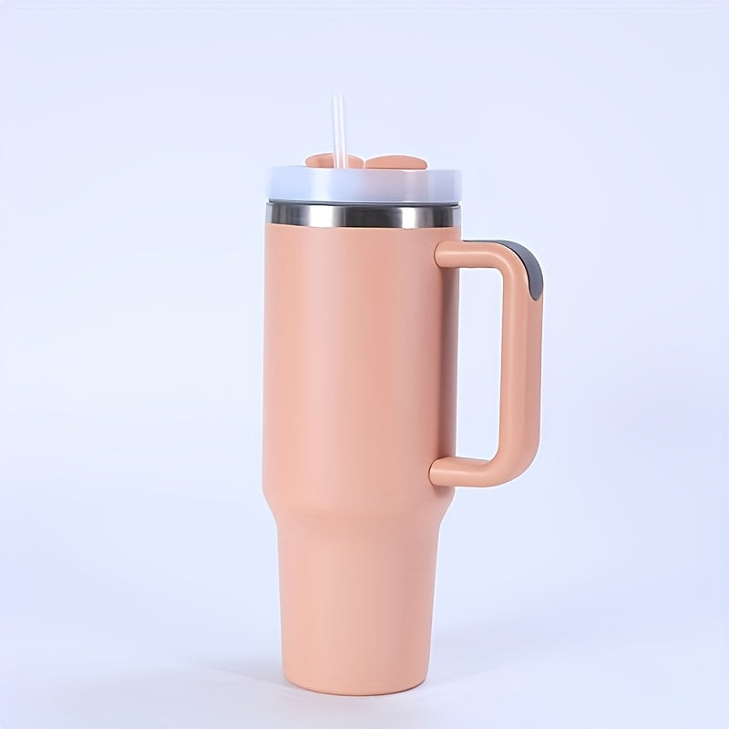 40oz Stainless Steel Insulated Travel Mug with Handle and Straw
