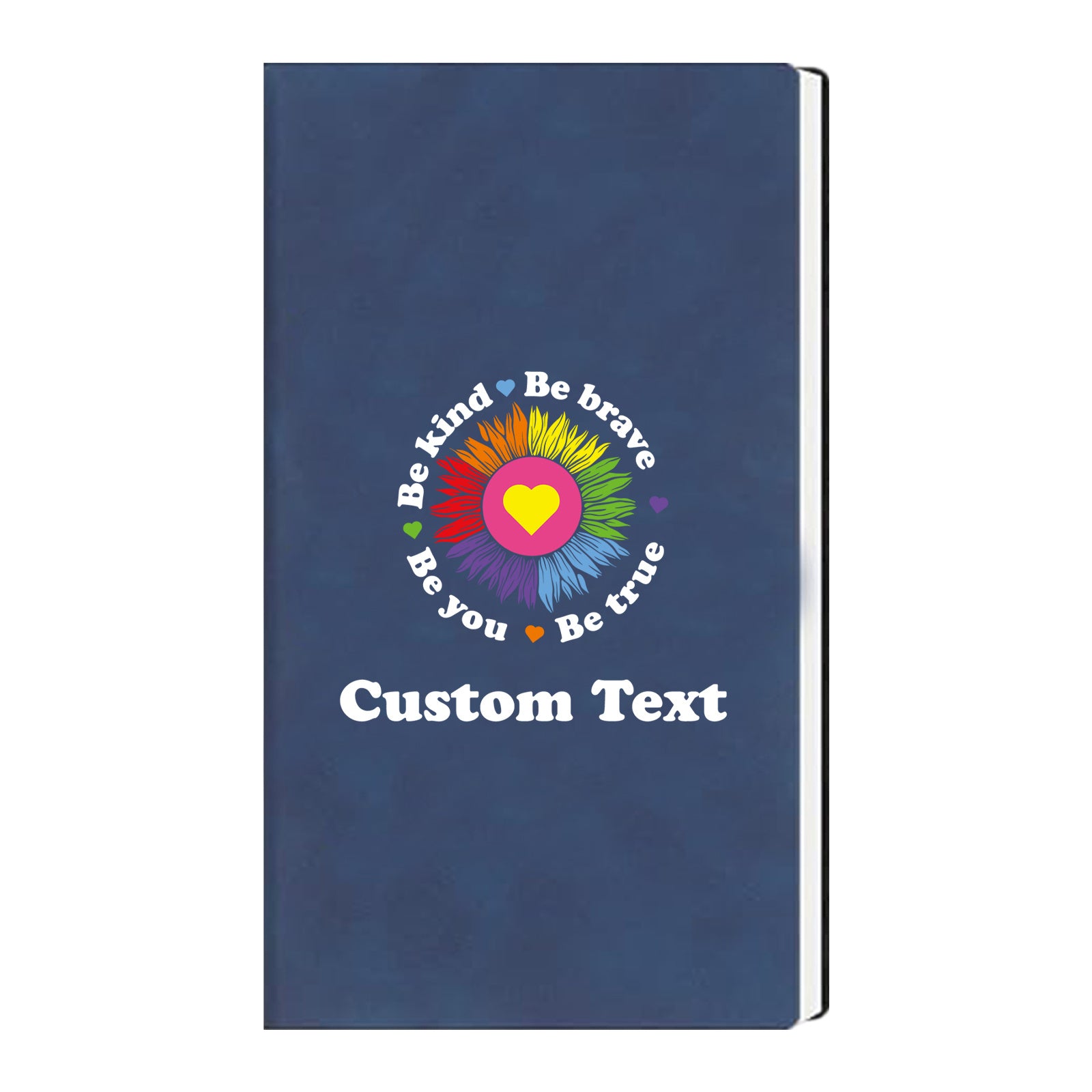 Custom Engraved Journal Notebook Personalized Text with Sunflower Heart