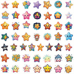 50 Cute Stars Vinyl Stickers Waterproof DIY Phone Cases Laptops