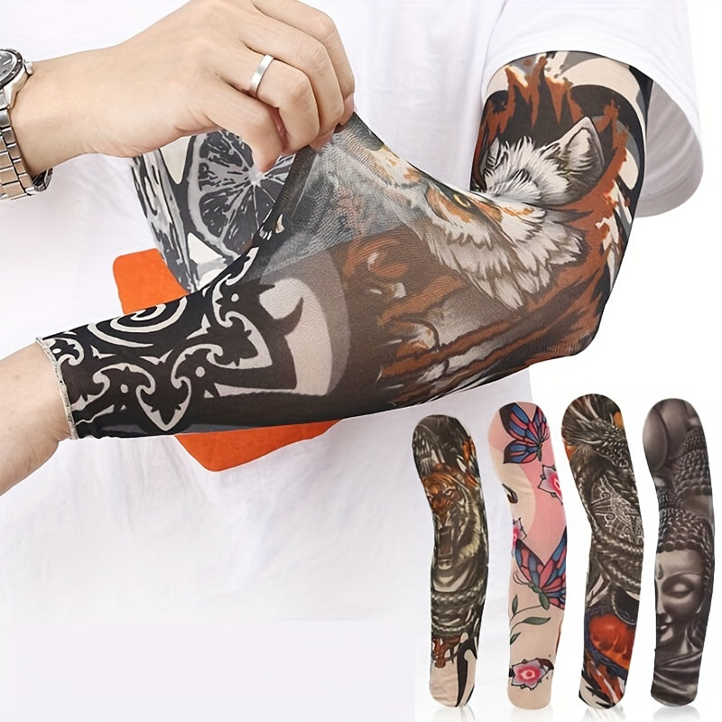 Tattoo Arm Sleeves UV Protection Sunproof Long Sleeve Elastic Sleeves