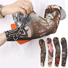 Tattoo Arm Sleeves UV Protection Sunproof Long Sleeve Elastic Sleeves