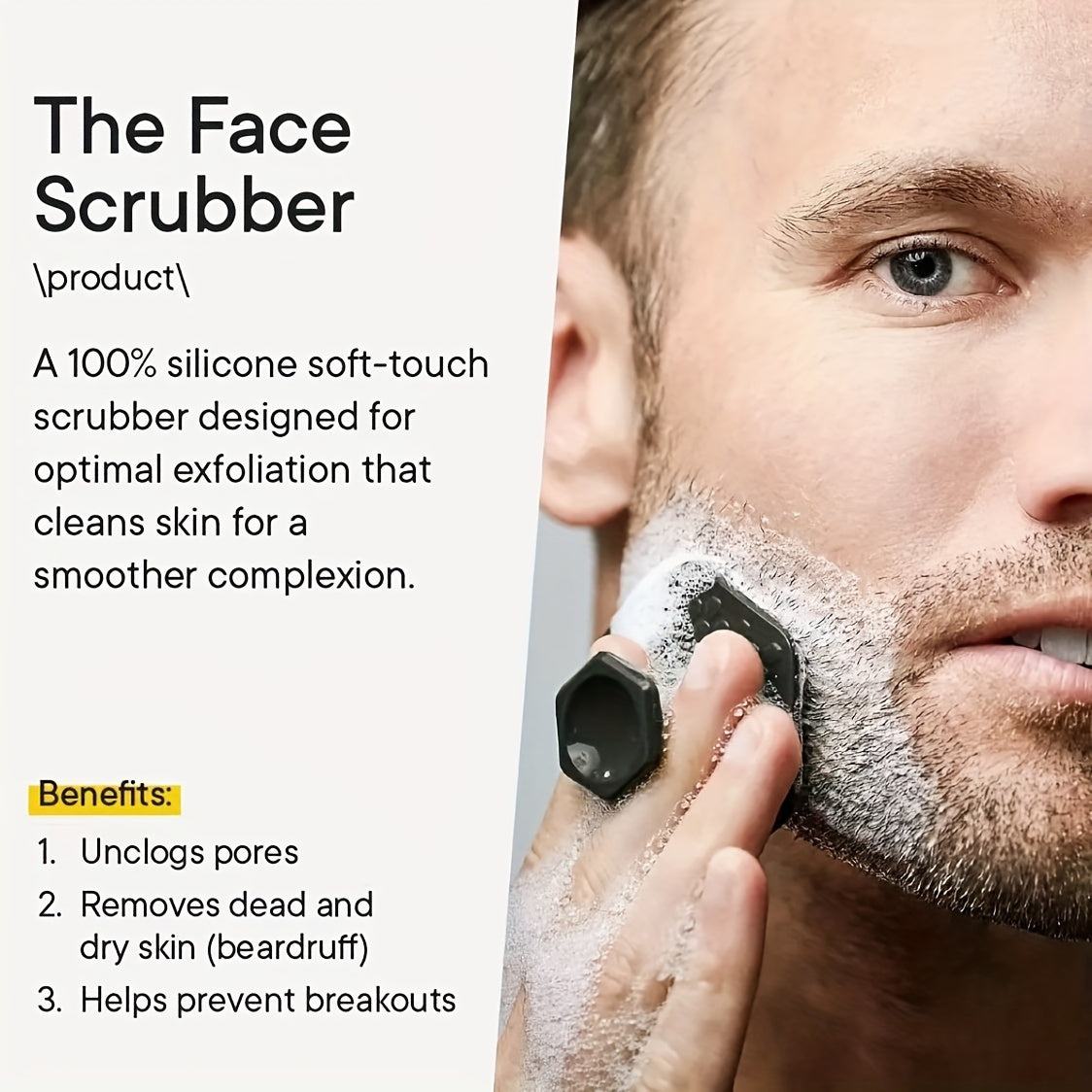Men's Silicone Face Scrubber Exfoliator Pad & Massager for Deep Cleansing