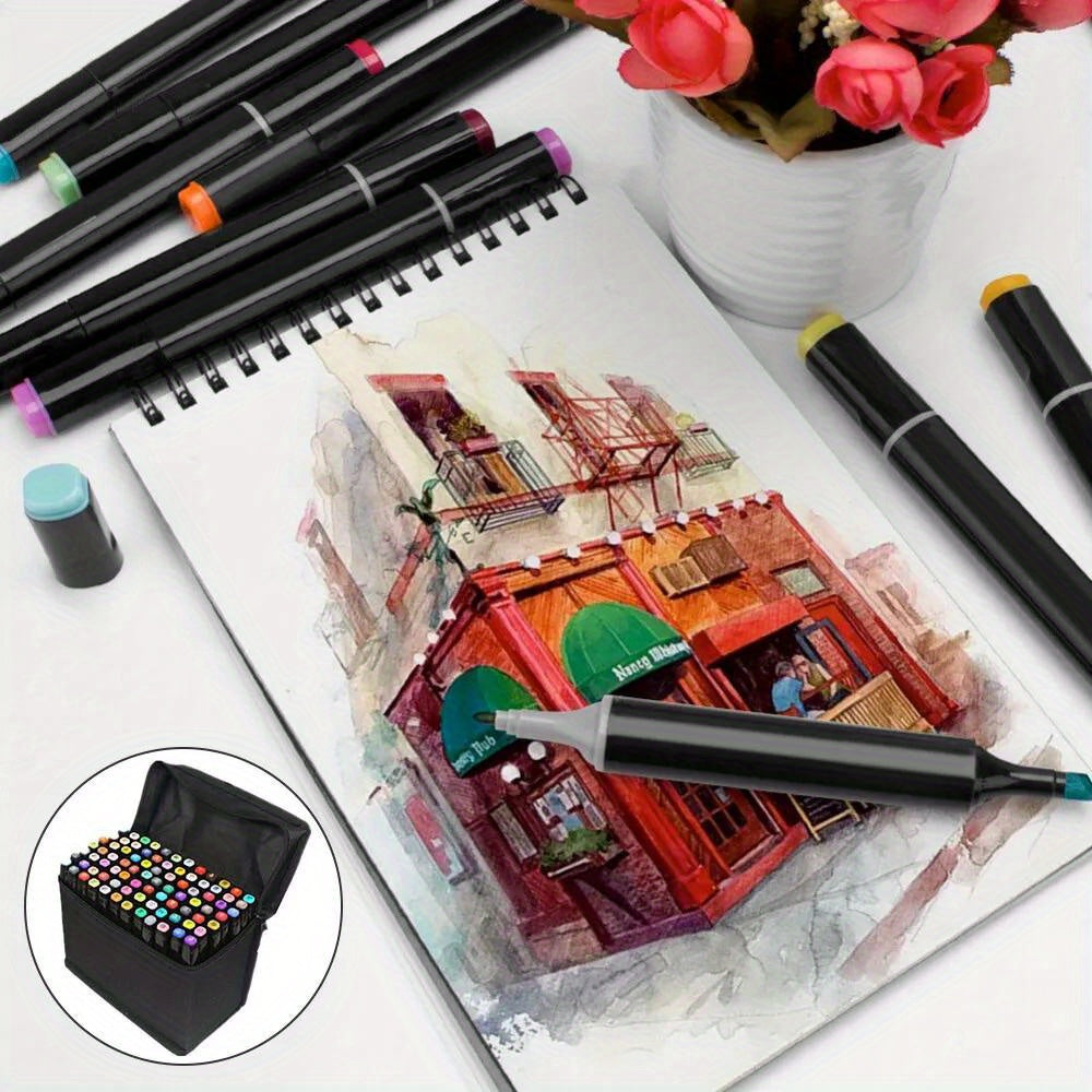 100pcs Dual Tip Marker Set in Storage Box