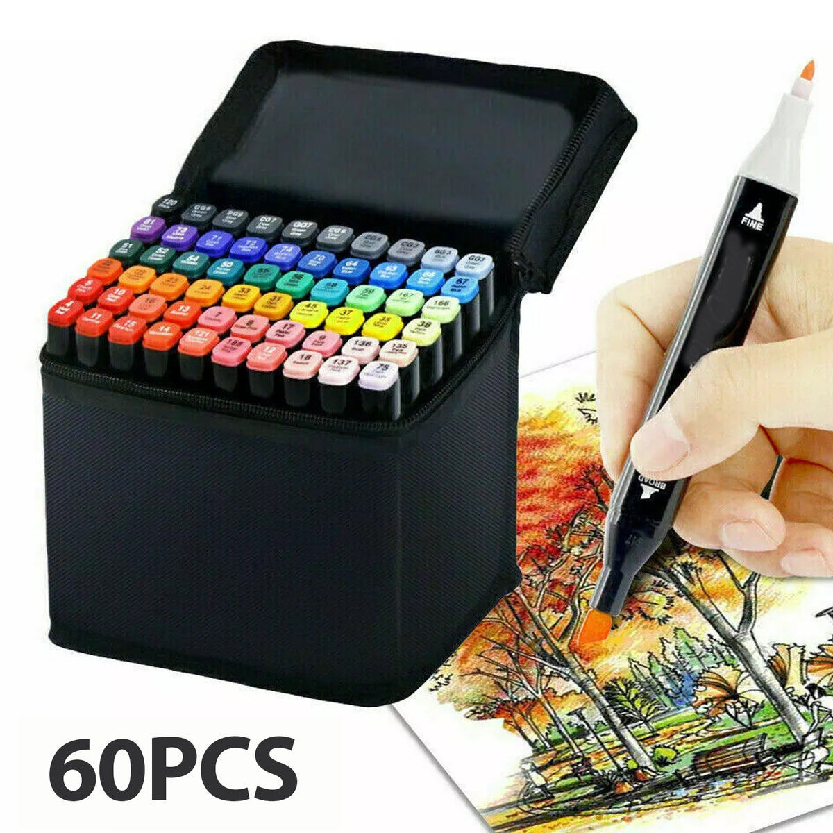 100pcs Dual Tip Marker Set in Storage Box