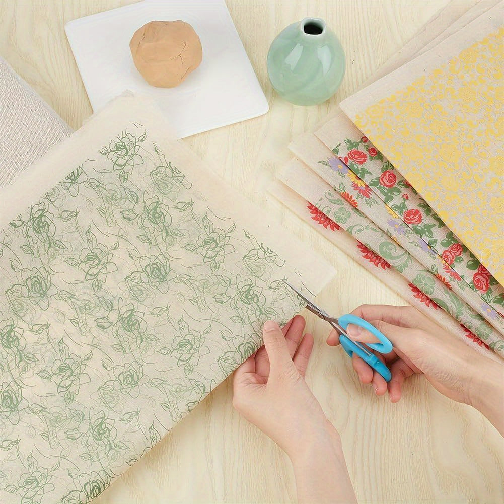 6 Pack Flower Pattern Ceramic Decals 53x38cm Pottery Clay Transfer Kit