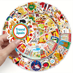 50pcs Spain Travel Vinyl Stickers Set for Adults Reusable Decals