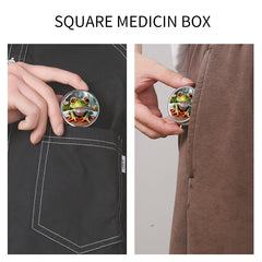 1pc Frog Print Round Pill Box 3 Compartments