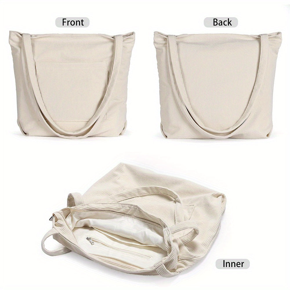 NYXIA Corduroy Tote Bag - Minimalist Shoulder Hobo Bags