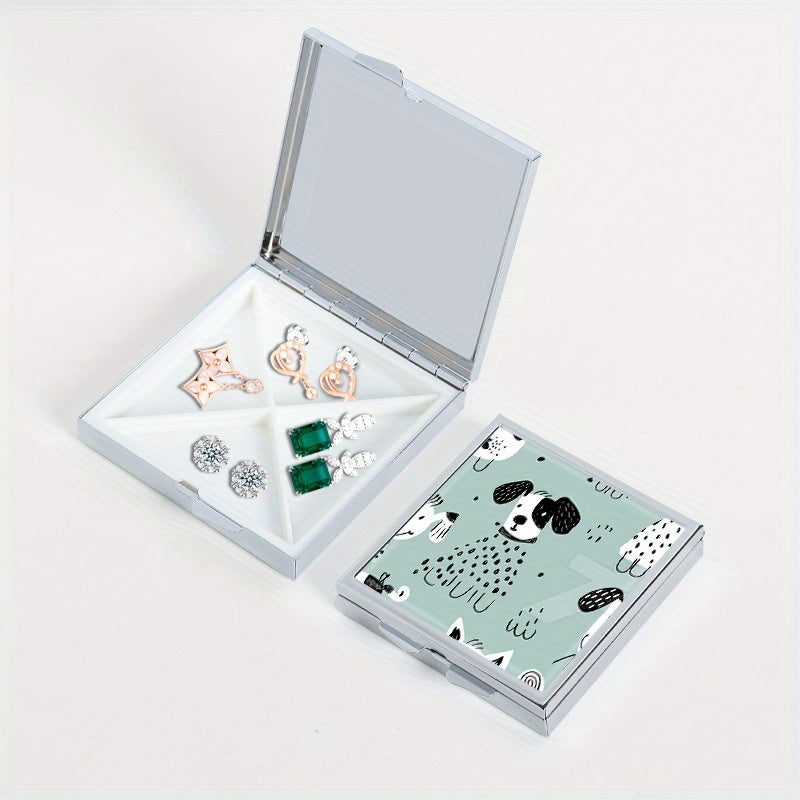 Dog Picture Printing Square Pill Box with 4 Compartments