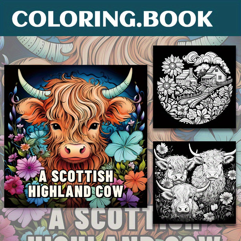 Scottish Highland Cow Coloring Book Fun Relaxation Gift for Birthdays & Holidays