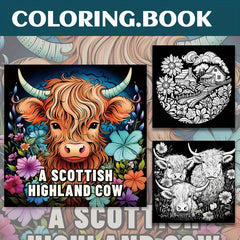 Scottish Highland Cow Coloring Book Fun Relaxation Gift for Birthdays & Holidays