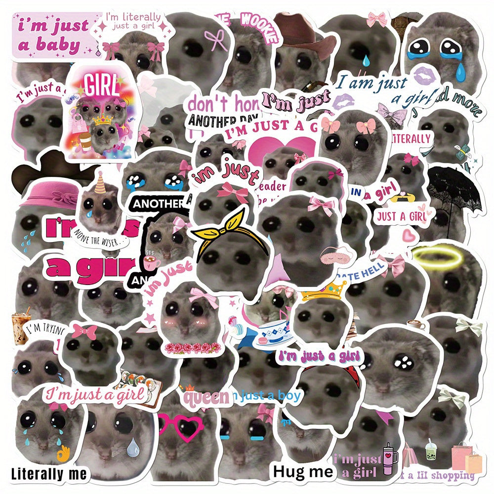 56pcs Hamster & Cat Meme Stickers, Vinyl Decals for DIY Decoration