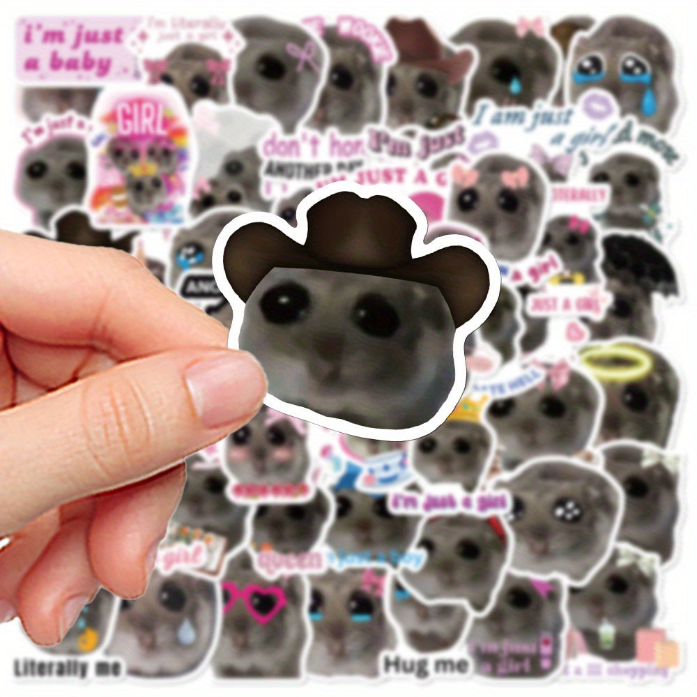 56pcs Hamster & Cat Meme Stickers, Vinyl Decals for DIY Decoration