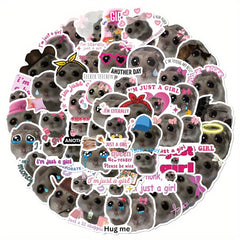 56pcs Hamster & Cat Meme Stickers, Vinyl Decals for DIY Decoration