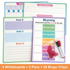 4pcs Double Sided CVC Phonics Learning Boards - Word Families