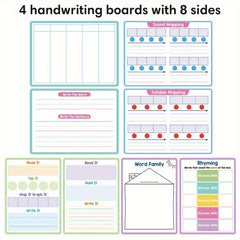 4pcs LACHILLY Double Sided Phonics Handwriting Board Set CVC Word Family