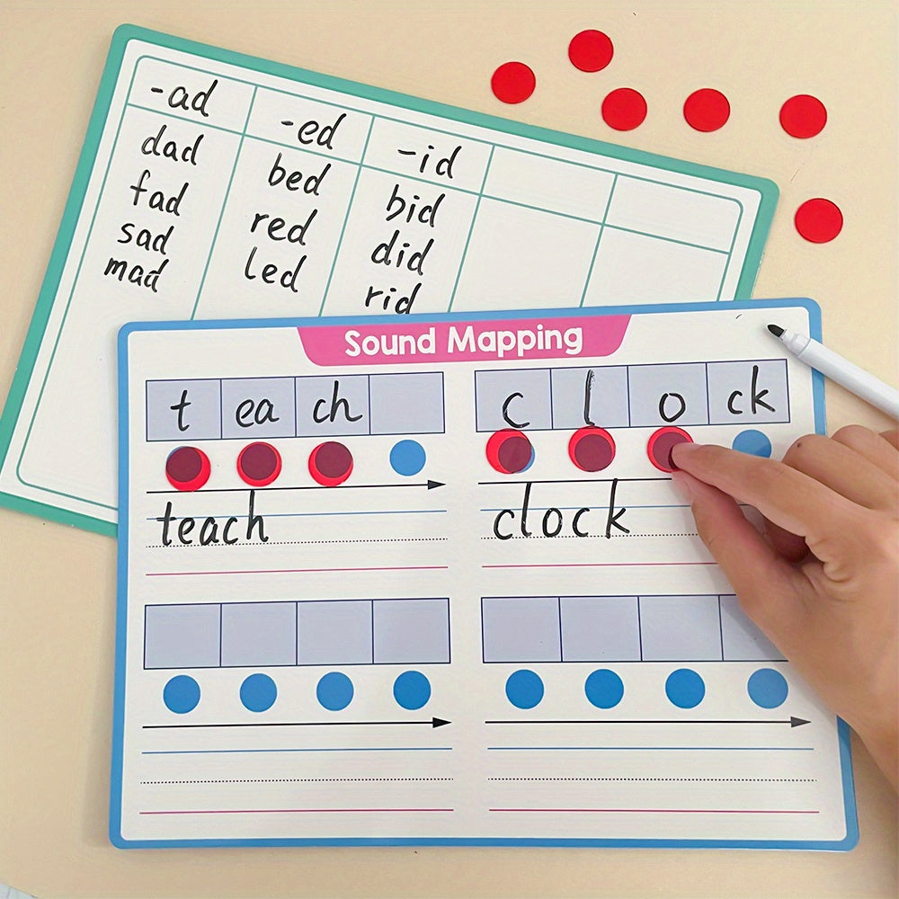 4pcs LACHILLY Double Sided Phonics Handwriting Board Set CVC Word Family