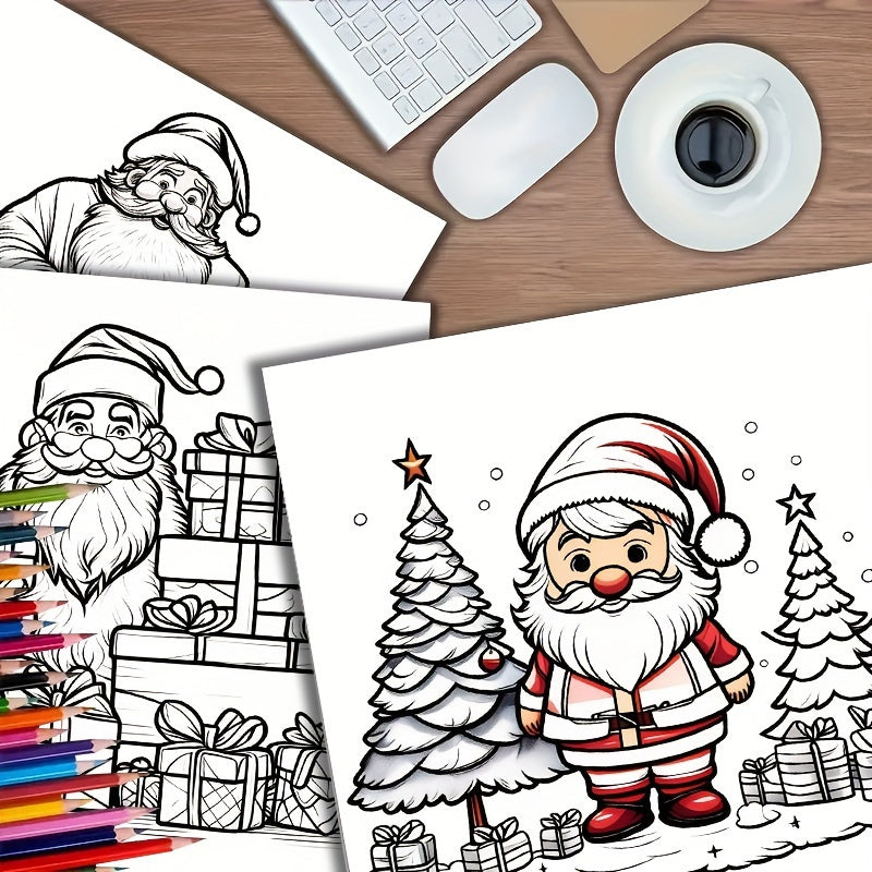 Deluxe Santa Claus Coloring Book with 22 Stress-Relieving Designs