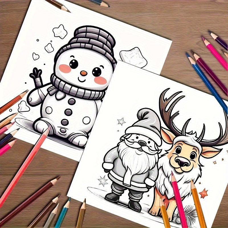 Deluxe Santa Claus Coloring Book with 22 Stress-Relieving Designs