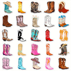 50PCS Waterproof Cowboy Boot Stickers - Water Bottles, Skateboards