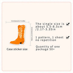 50PCS Waterproof Cowboy Boot Stickers - Water Bottles, Skateboards