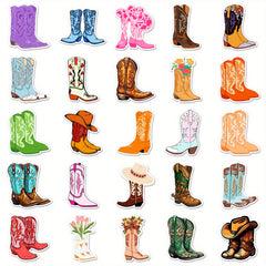 50PCS Waterproof Cowboy Boot Stickers - Water Bottles, Skateboards