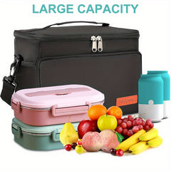 Large Insulated Lunch Bag Thermal Lining Leakproof Portable Lunchbox