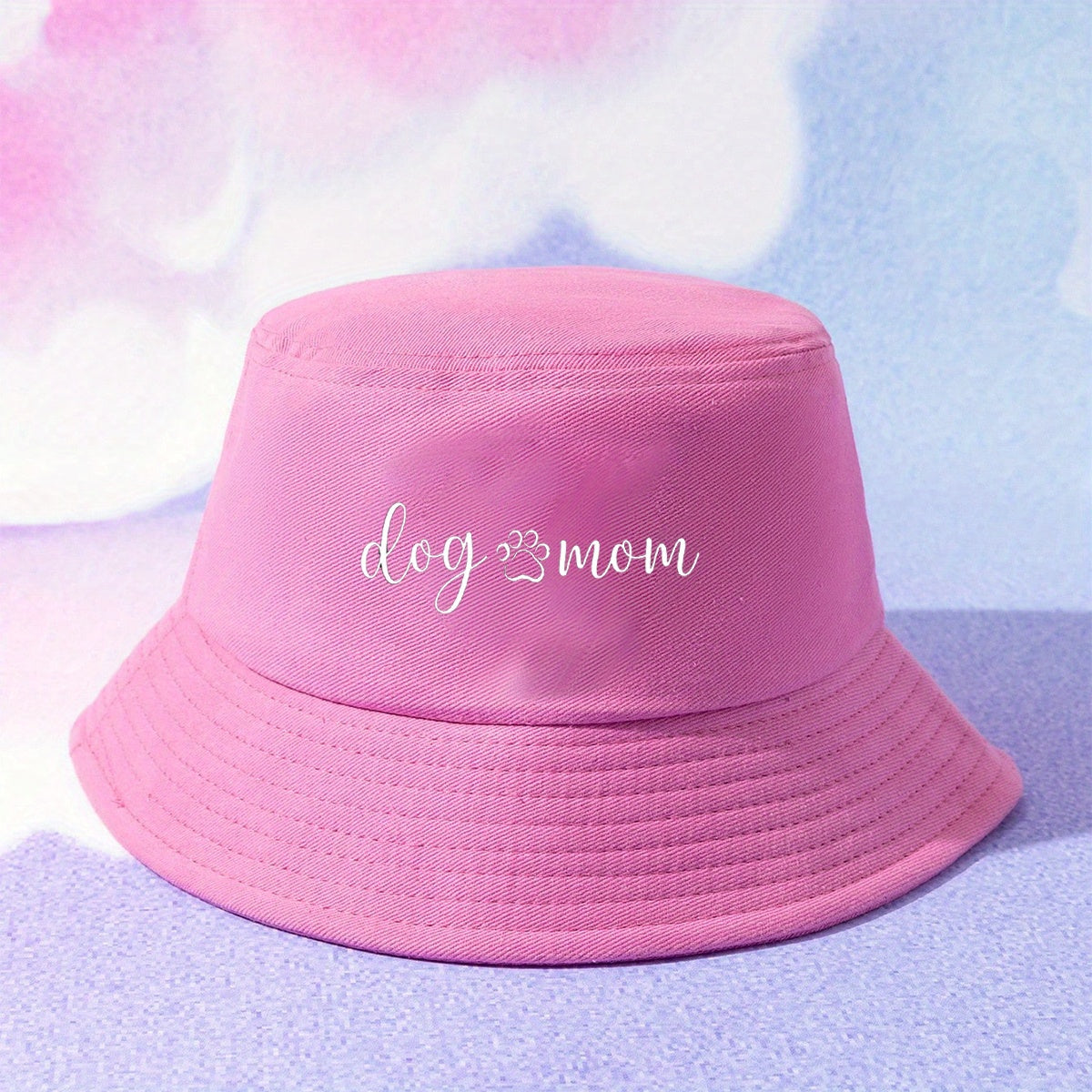 Dog Mom Print Bucket Hat Solid Cotton Basin Hat Unisex Lightweight Sunscreen