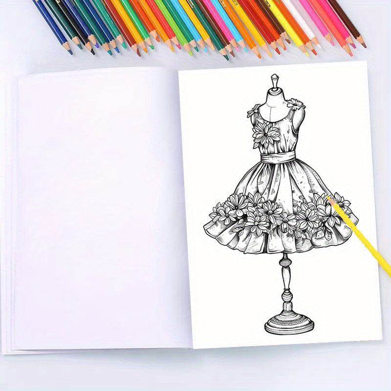 Deluxe Dress Coloring Book for Adults - 22 Thick Pages Art & Craft Kit