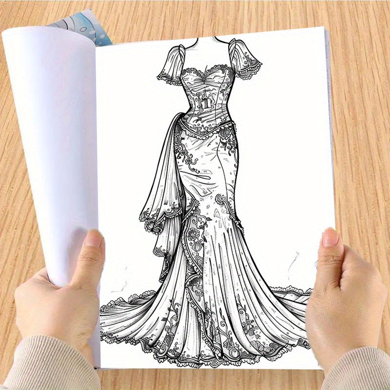 Deluxe Dress Coloring Book for Adults - 22 Thick Pages Art & Craft Kit