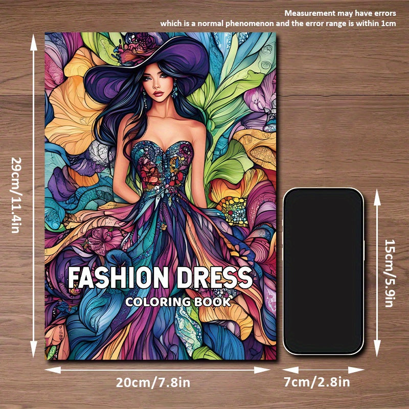 Deluxe Dress Coloring Book for Adults - 22 Thick Pages Art & Craft Kit
