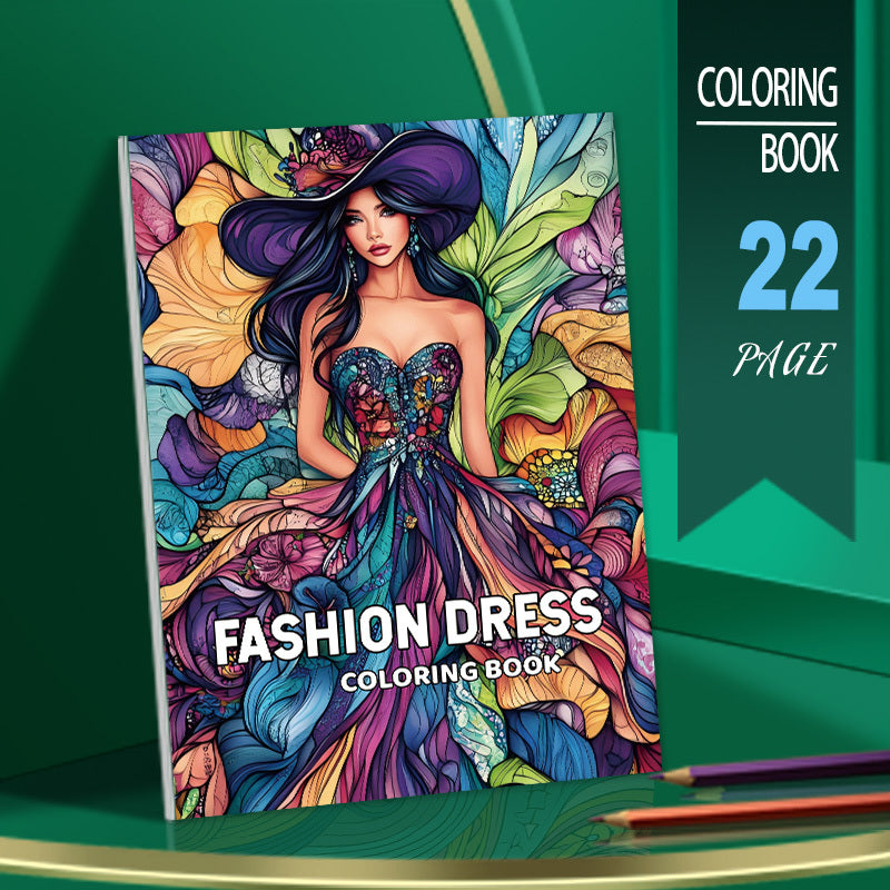 Deluxe Dress Coloring Book for Adults - 22 Thick Pages Art & Craft Kit
