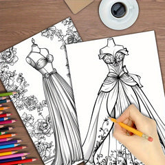 Deluxe Dress Coloring Book for Adults - 22 Thick Pages Art & Craft Kit