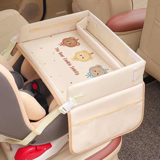 Youngsters' Car Seat Tray with Cartoon Waterproof Storage & Dining Table