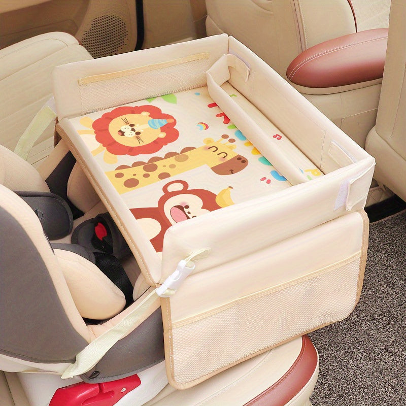 Youngsters' Car Seat Tray with Cartoon Waterproof Storage & Dining Table