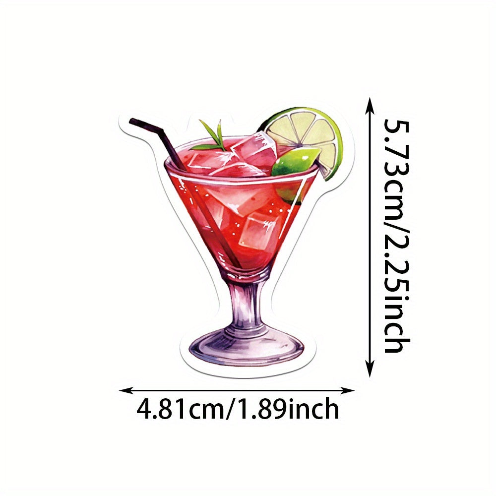 50pcs Cocktail Vinyl Stickers for Laptops Guitars Cars