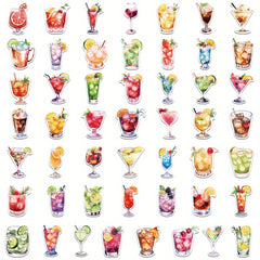 50pcs Cocktail Vinyl Stickers for Laptops Guitars Cars