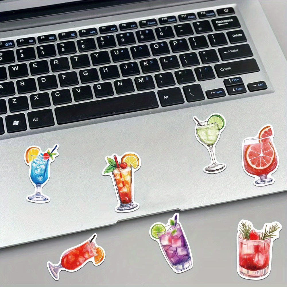 50pcs Cocktail Vinyl Stickers for Laptops Guitars Cars