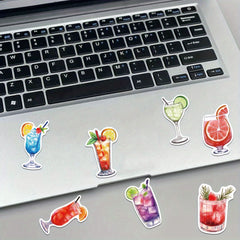 50pcs Cocktail Vinyl Stickers for Laptops Guitars Cars