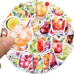 50pcs Cocktail Vinyl Stickers for Laptops Guitars Cars