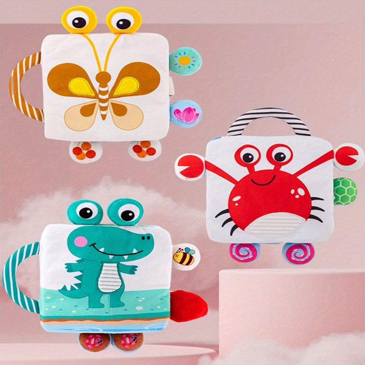 Animal Bells Soft Cloth Book for Kids Stimulates Hearing & Touch