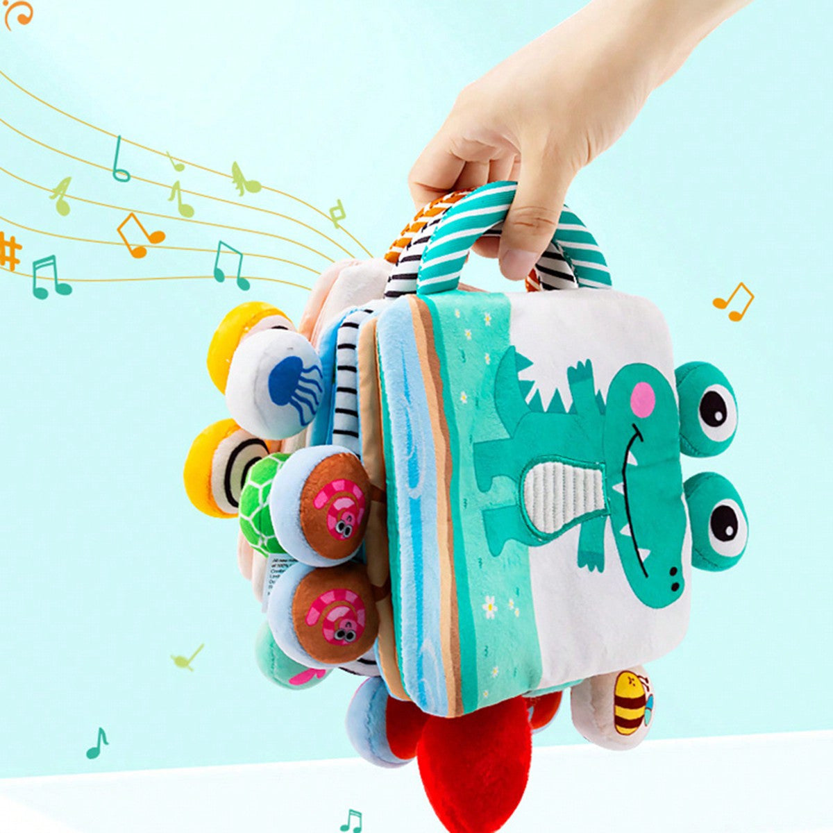 Animal Bells Soft Cloth Book for Kids Stimulates Hearing & Touch