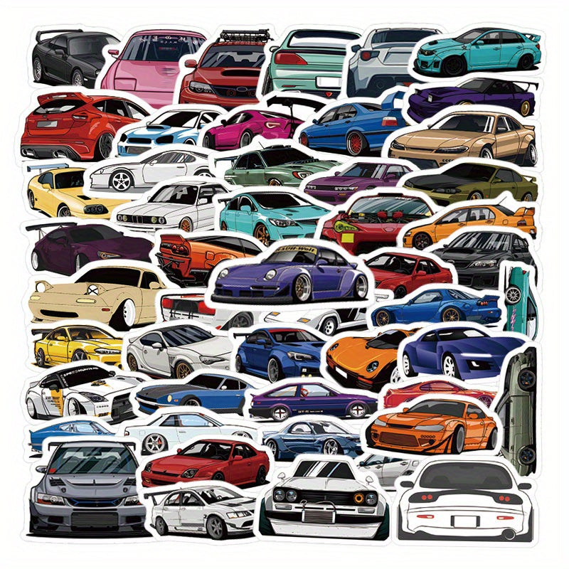 50pcs Japanese JDM Racing Car Waterproof Stickers Vinyl Decals for DIY Projects