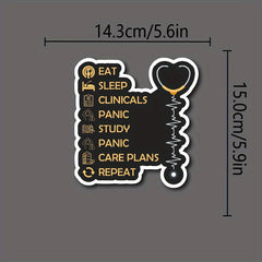 Nurse Student Sticker Waterproof Vinyl Eat Sleep Clinical Repeat Heart Skull