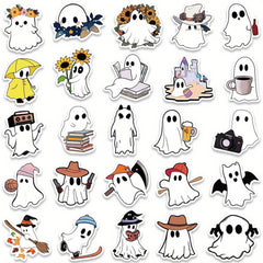 50pcs Adhesive Halloween Horror Ghost Stickers for Party Holiday Decorations