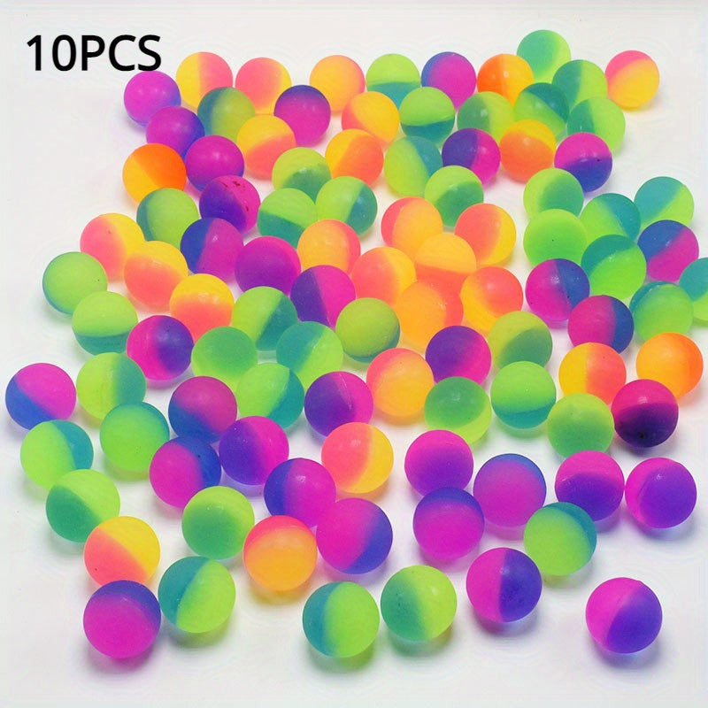 10pcs Rainbow Bouncy Balls Colorful Party Favors for Kids Birthday & Halloween