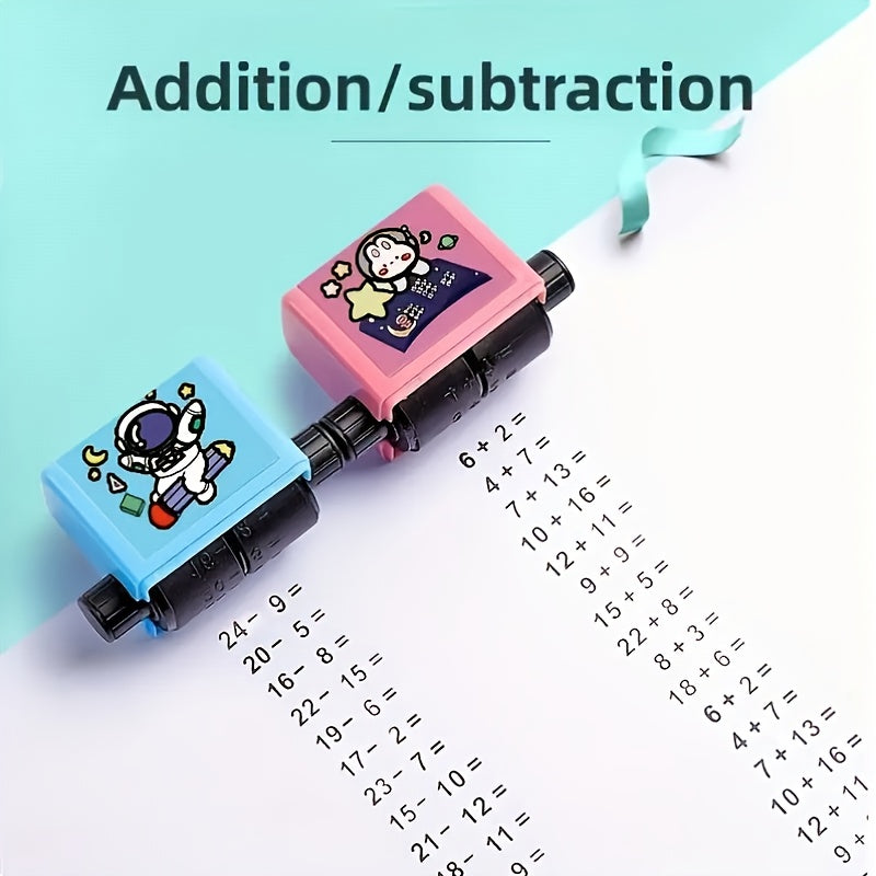 2pcs Math Seal Set for Teachers, Red Ink, Addition Subtraction